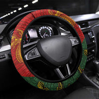 Sepik River Crocodile & Arts Festival Steering Wheel Cover Bird-of-paradise Melanesian Tattoo LT03 Universal Fit Red - Polynesian Pride