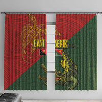 Sepik River Crocodile & Arts Festival Window Curtain Bird-of-paradise Melanesian Tattoo LT03 With Hooks Red - Polynesian Pride