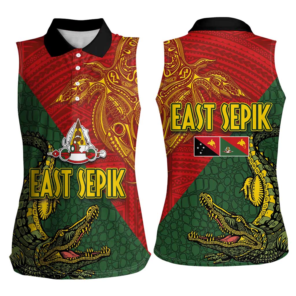 Sepik River Crocodile & Arts Festival Women Sleeveless Polo Shirt Bird-of-paradise Melanesian Tattoo LT03 - Polynesian Pride