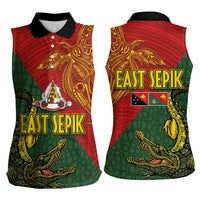 Sepik River Crocodile & Arts Festival Women Sleeveless Polo Shirt Bird-of-paradise Melanesian Tattoo LT03 - Polynesian Pride