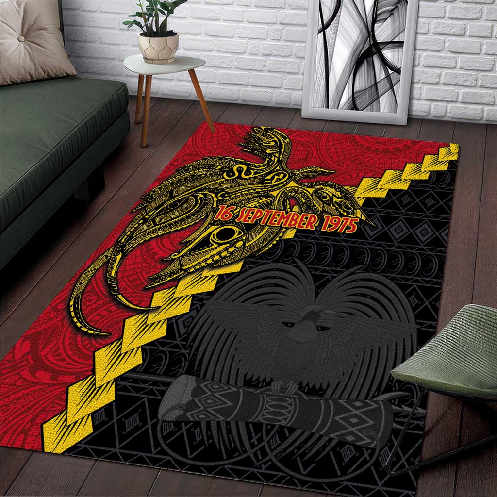 Papua New Guinea Independence Day Area Rug Bird-of-paradise Melanesian Tattoo LT03 Red - Polynesian Pride