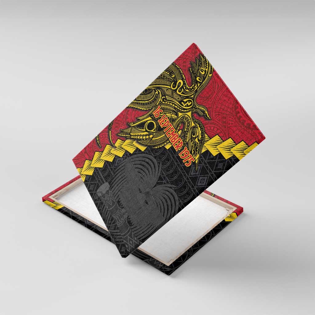 Papua New Guinea Independence Day Canvas Wall Art Bird-of-paradise Melanesian Tattoo LT03 With Frame Red - Polynesian Pride