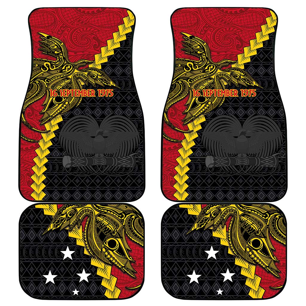 Papua New Guinea Independence Day Car Mats Bird-of-paradise Melanesian Tattoo LT03 - Polynesian Pride