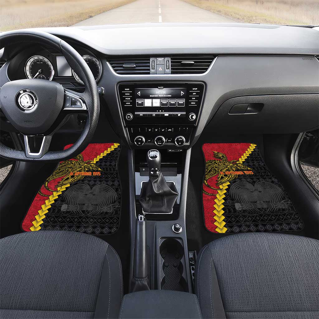 Papua New Guinea Independence Day Car Mats Bird-of-paradise Melanesian Tattoo LT03 Set 2pcs - Front Red - Polynesian Pride