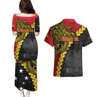Papua New Guinea Independence Day Couples Matching Puletasi and Hawaiian Shirt Bird-of-paradise Melanesian Tattoo LT03 - Polynesian Pride