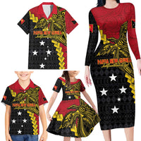 Papua New Guinea Independence Day Family Matching Long Sleeve Bodycon Dress and Hawaiian Shirt Bird-of-paradise Melanesian Tattoo LT03 - Polynesian Pride