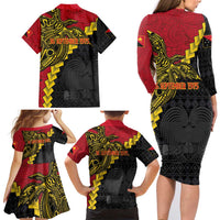Papua New Guinea Independence Day Family Matching Long Sleeve Bodycon Dress and Hawaiian Shirt Bird-of-paradise Melanesian Tattoo LT03 - Polynesian Pride