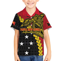Papua New Guinea Independence Day Family Matching Long Sleeve Bodycon Dress and Hawaiian Shirt Bird-of-paradise Melanesian Tattoo LT03 Son's Shirt Red - Polynesian Pride