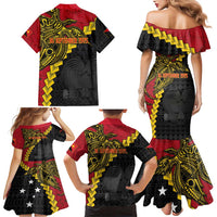 Papua New Guinea Independence Day Family Matching Mermaid Dress and Hawaiian Shirt Bird-of-paradise Melanesian Tattoo LT03 - Polynesian Pride