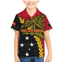 Papua New Guinea Independence Day Family Matching Mermaid Dress and Hawaiian Shirt Bird-of-paradise Melanesian Tattoo LT03 Son's Shirt Red - Polynesian Pride