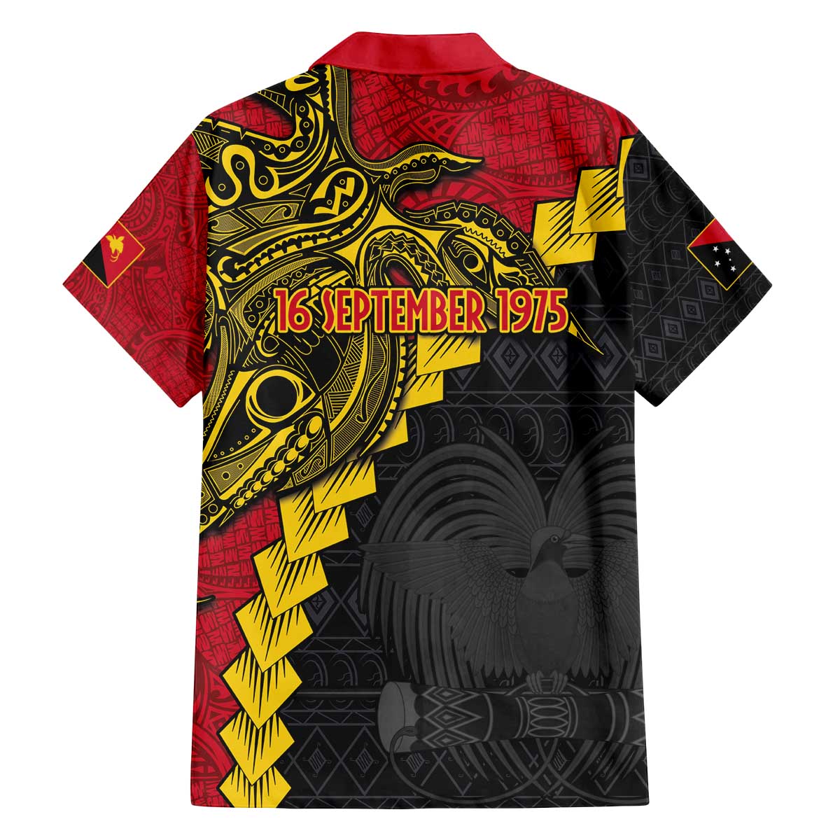 Papua New Guinea Independence Day Family Matching Off Shoulder Short Dress and Hawaiian Shirt Bird-of-paradise Melanesian Tattoo LT03 - Polynesian Pride