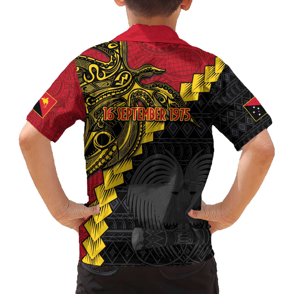 Papua New Guinea Independence Day Family Matching Puletasi and Hawaiian Shirt Bird-of-paradise Melanesian Tattoo LT03 - Polynesian Pride