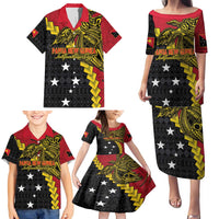 Papua New Guinea Independence Day Family Matching Puletasi and Hawaiian Shirt Bird-of-paradise Melanesian Tattoo LT03 - Polynesian Pride
