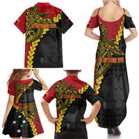 Papua New Guinea Independence Day Family Matching Summer Maxi Dress and Hawaiian Shirt Bird-of-paradise Melanesian Tattoo LT03 - Polynesian Pride