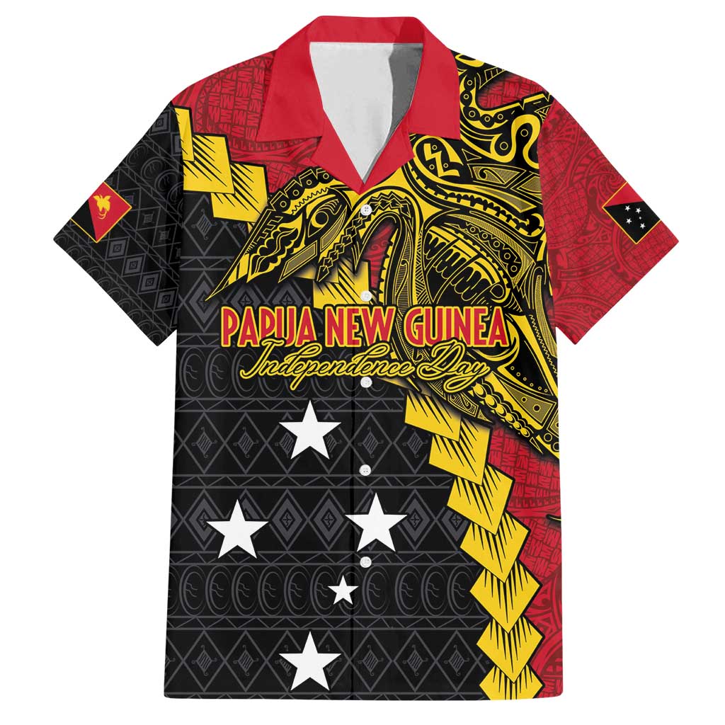 Papua New Guinea Independence Day Family Matching Summer Maxi Dress and Hawaiian Shirt Bird-of-paradise Melanesian Tattoo LT03 Dad's Shirt - Short Sleeve Red - Polynesian Pride