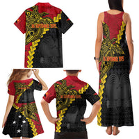 Papua New Guinea Independence Day Family Matching Tank Maxi Dress and Hawaiian Shirt Bird-of-paradise Melanesian Tattoo LT03 - Polynesian Pride