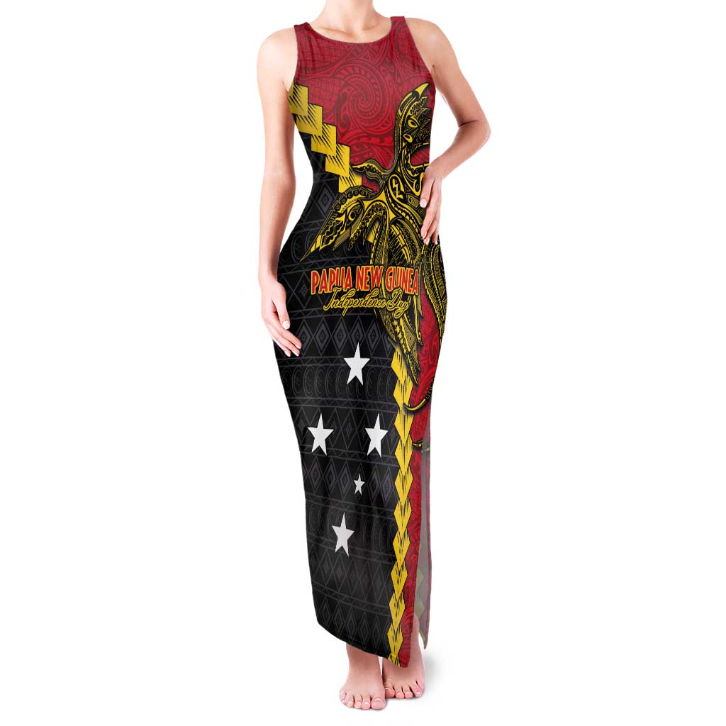 Papua New Guinea Independence Day Family Matching Tank Maxi Dress and Hawaiian Shirt Bird-of-paradise Melanesian Tattoo LT03 Mom's Dress Red - Polynesian Pride