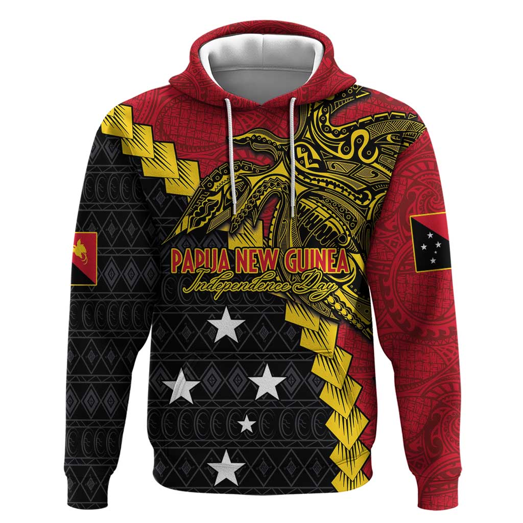 Papua New Guinea Independence Day Hoodie Bird-of-paradise Melanesian Tattoo LT03 Pullover Hoodie Red - Polynesian Pride