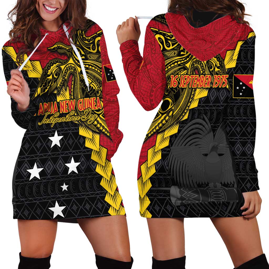 Papua New Guinea Independence Day Hoodie Dress Bird-of-paradise Melanesian Tattoo LT03 - Polynesian Pride