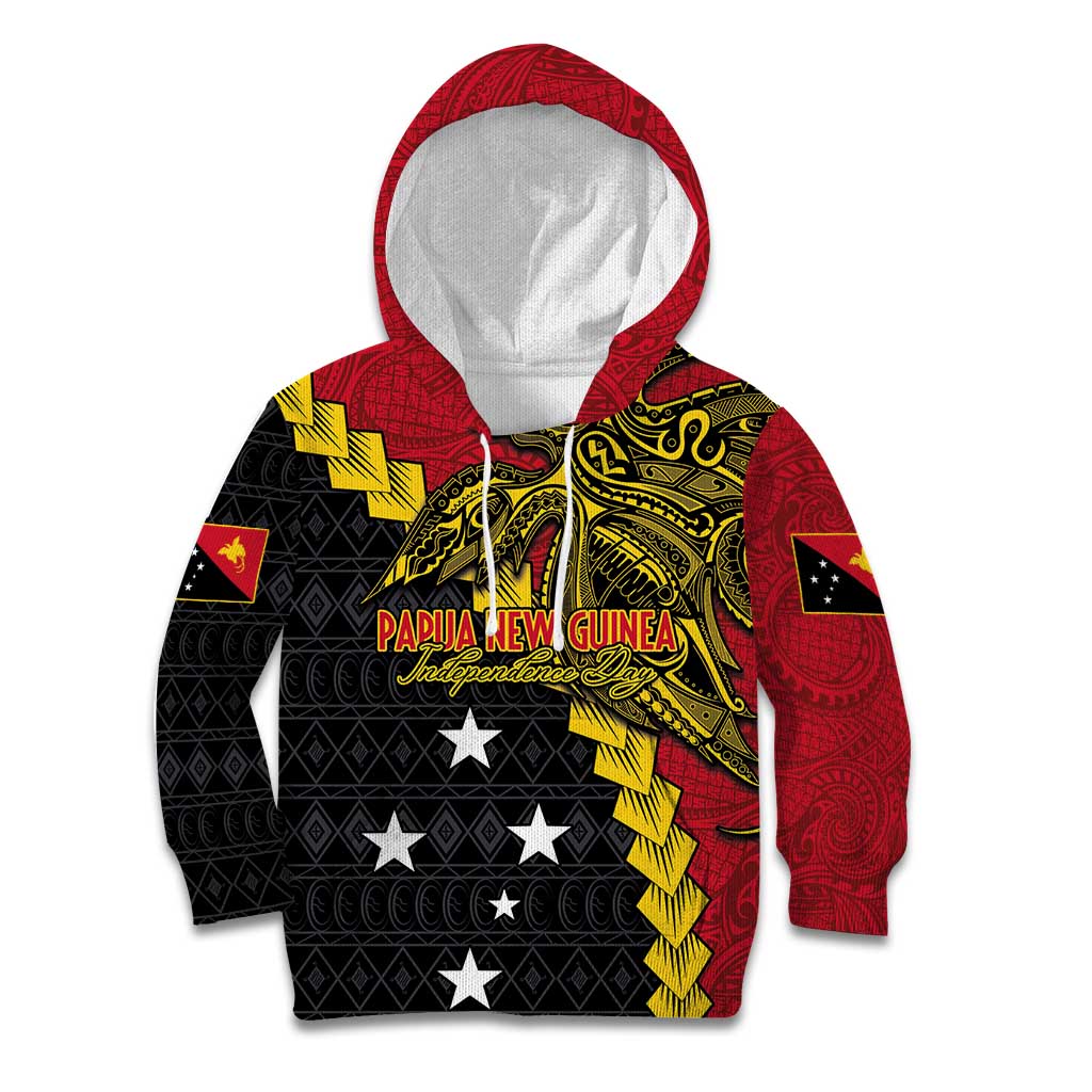 Papua New Guinea Independence Day Kid Hoodie Bird-of-paradise Melanesian Tattoo LT03 Hoodie Red - Polynesian Pride
