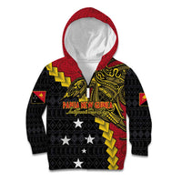 Papua New Guinea Independence Day Kid Hoodie Bird-of-paradise Melanesian Tattoo LT03 Zip Hoodie Red - Polynesian Pride