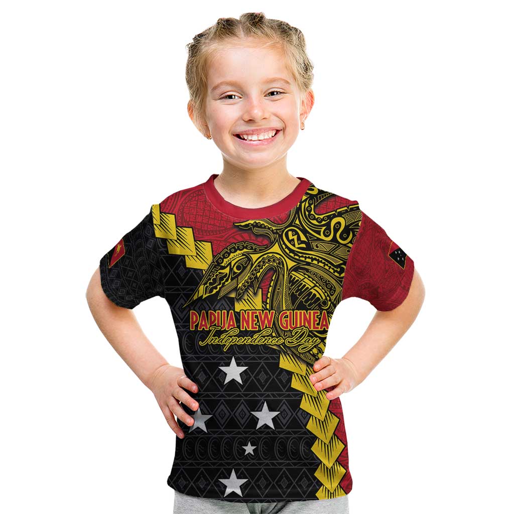 Papua New Guinea Independence Day Kid T Shirt Bird-of-paradise Melanesian Tattoo LT03 Red - Polynesian Pride