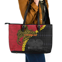 Papua New Guinea Independence Day Leather Tote Bag Bird-of-paradise Melanesian Tattoo LT03 - Polynesian Pride