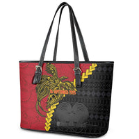 Papua New Guinea Independence Day Leather Tote Bag Bird-of-paradise Melanesian Tattoo LT03 - Polynesian Pride
