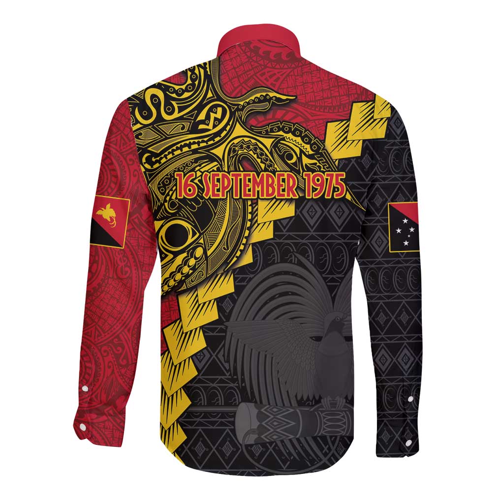 Papua New Guinea Independence Day Long Sleeve Button Shirt Bird-of-paradise Melanesian Tattoo LT03 - Polynesian Pride