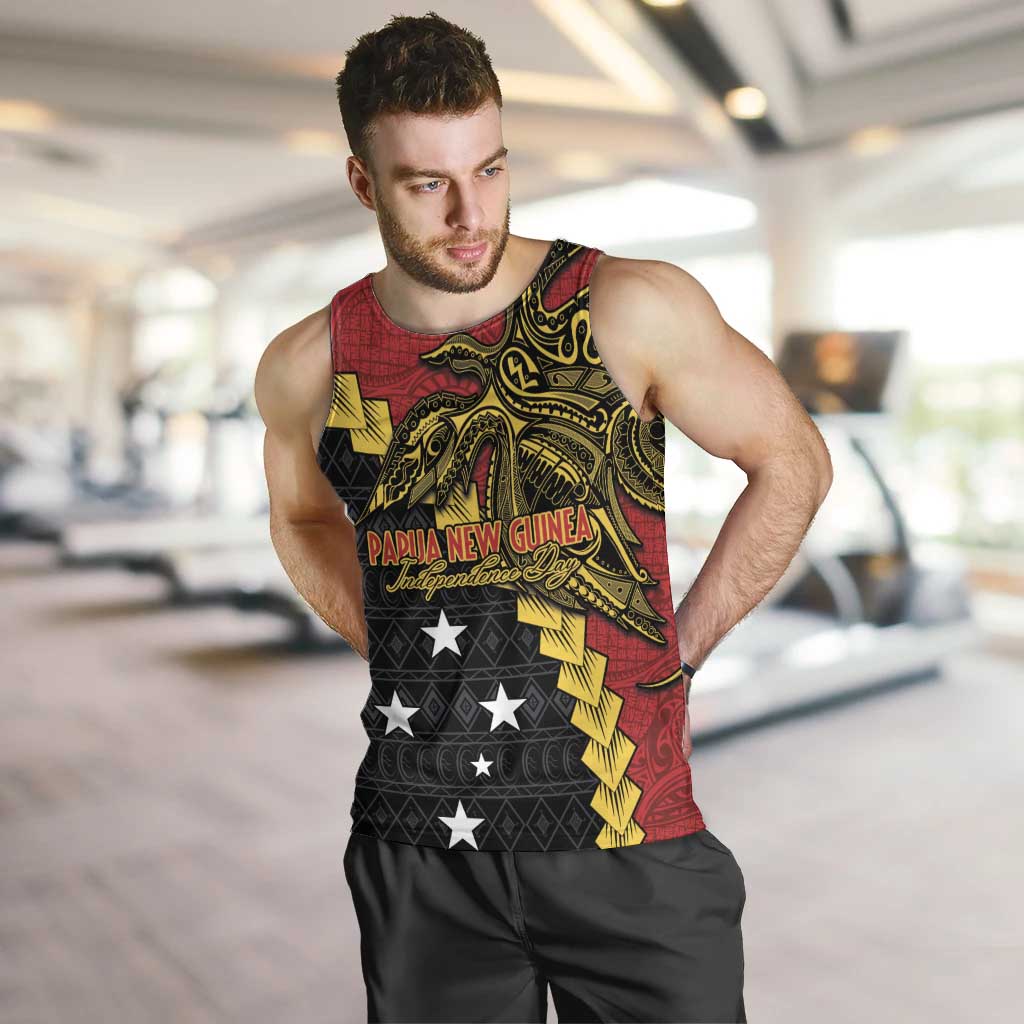 Papua New Guinea Independence Day Men Tank Top Bird-of-paradise Melanesian Tattoo LT03 Red - Polynesian Pride