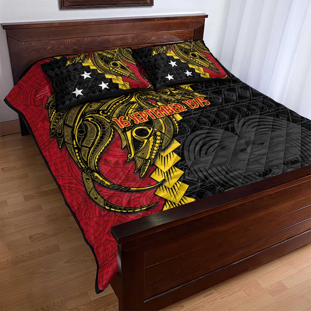 Papua New Guinea Independence Day Quilt Bed Set Bird-of-paradise Melanesian Tattoo LT03 - Polynesian Pride