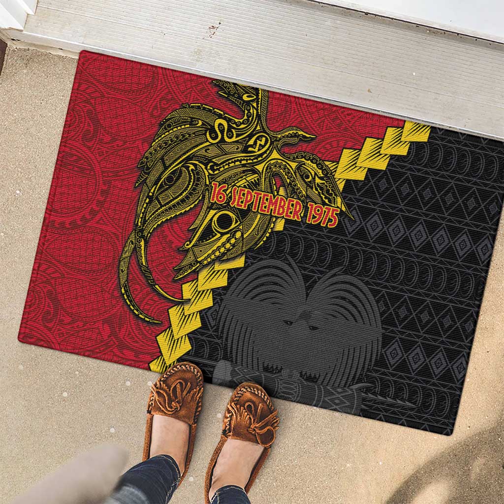 Papua New Guinea Independence Day Rubber Doormat Bird-of-paradise Melanesian Tattoo LT03 - Polynesian Pride