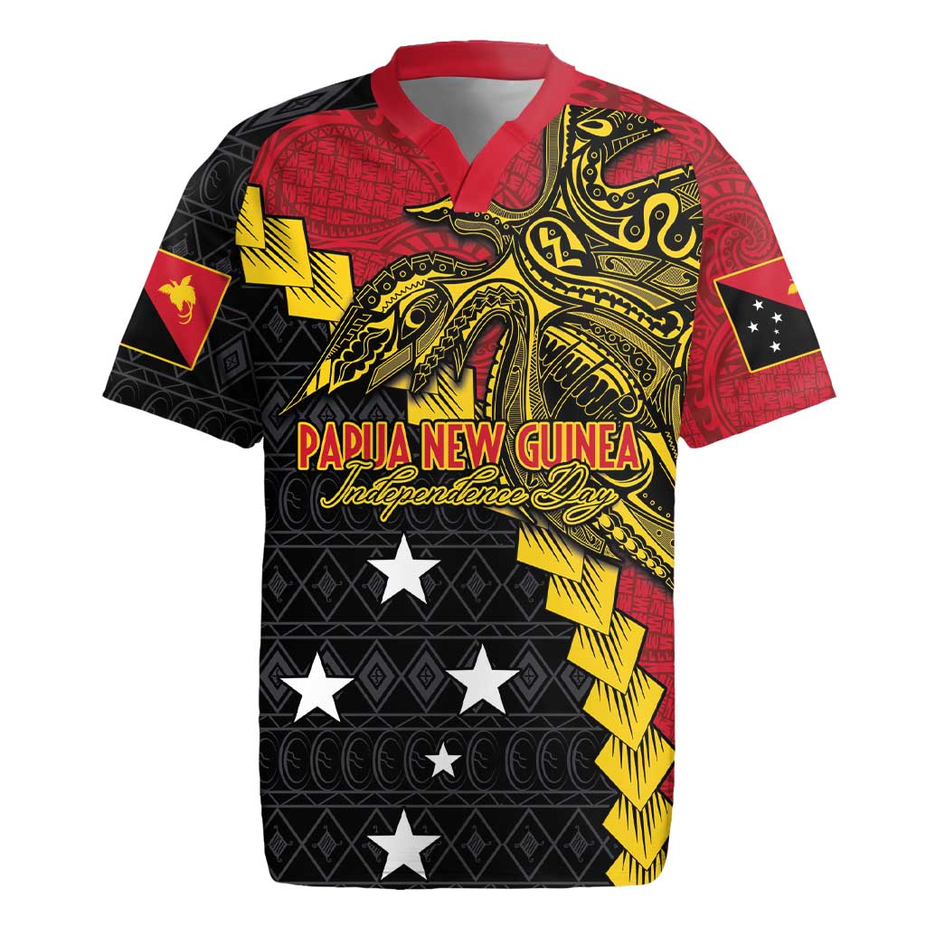 Papua New Guinea Independence Day Rugby Jersey Bird-of-paradise Melanesian Tattoo LT03 Red - Polynesian Pride