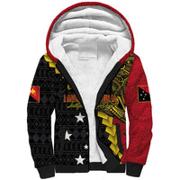 Papua New Guinea Independence Day Sherpa Hoodie Bird-of-paradise Melanesian Tattoo LT03 Unisex Red - Polynesian Pride