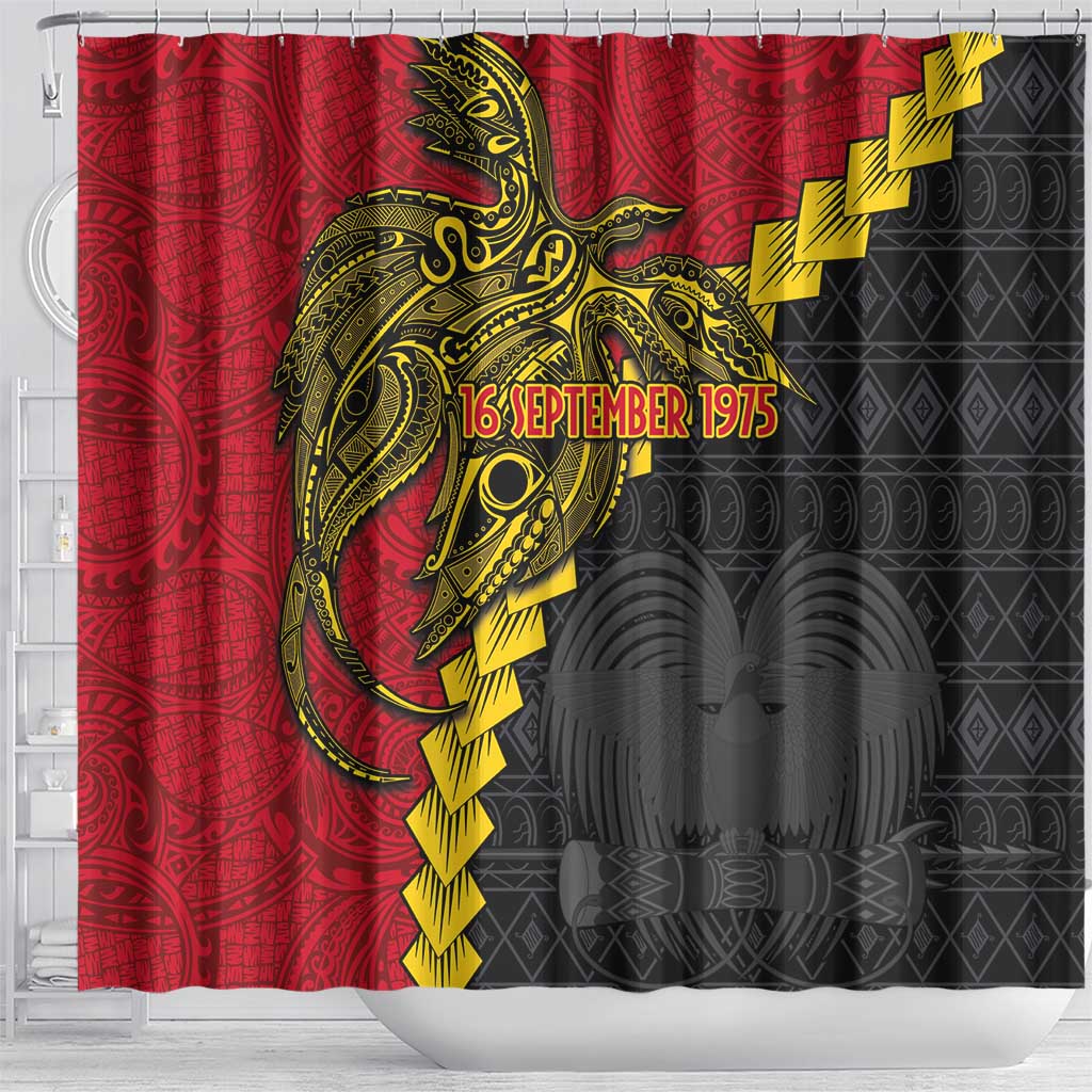 Papua New Guinea Independence Day Shower Curtain Bird-of-paradise Melanesian Tattoo LT03 - Polynesian Pride
