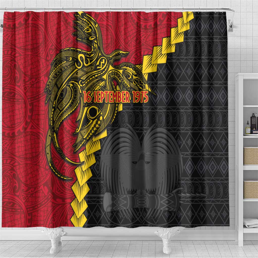 Papua New Guinea Independence Day Shower Curtain Bird-of-paradise Melanesian Tattoo LT03 - Polynesian Pride