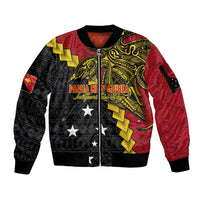Papua New Guinea Independence Day Sleeve Zip Bomber Jacket Bird-of-paradise Melanesian Tattoo LT03 Unisex Red - Polynesian Pride