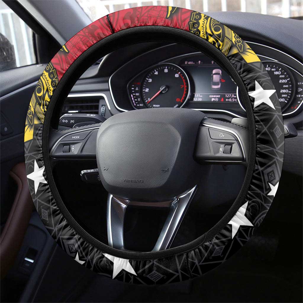 Papua New Guinea Independence Day Steering Wheel Cover Bird-of-paradise Melanesian Tattoo LT03 - Polynesian Pride