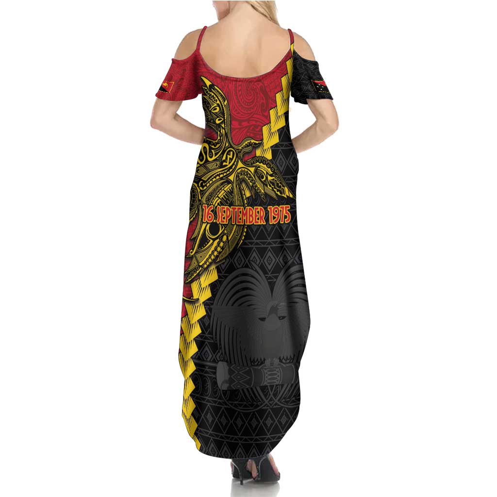 Papua New Guinea Independence Day Summer Maxi Dress Bird-of-paradise Melanesian Tattoo LT03 - Polynesian Pride