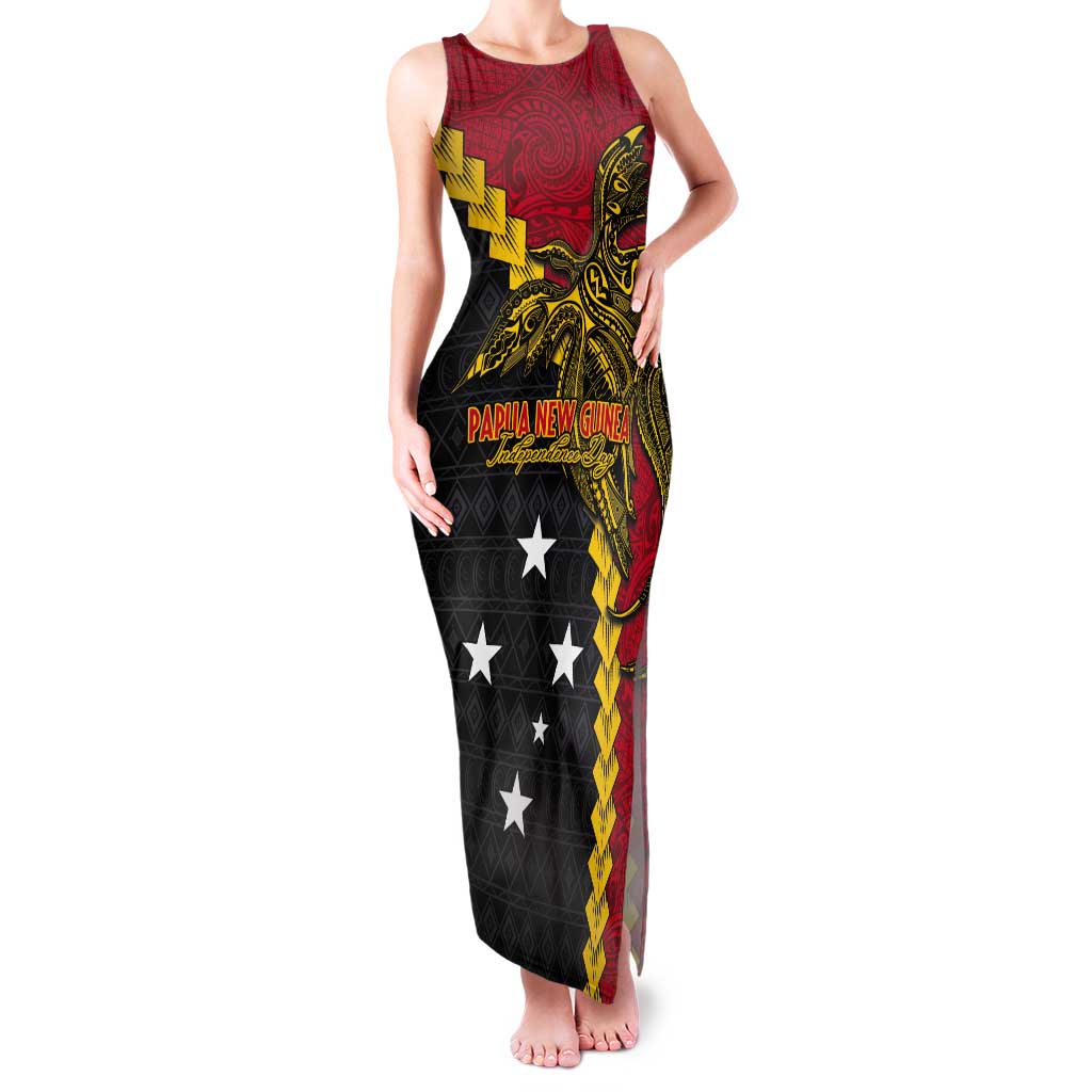 Papua New Guinea Independence Day Tank Maxi Dress Bird-of-paradise Melanesian Tattoo LT03 Women Red - Polynesian Pride
