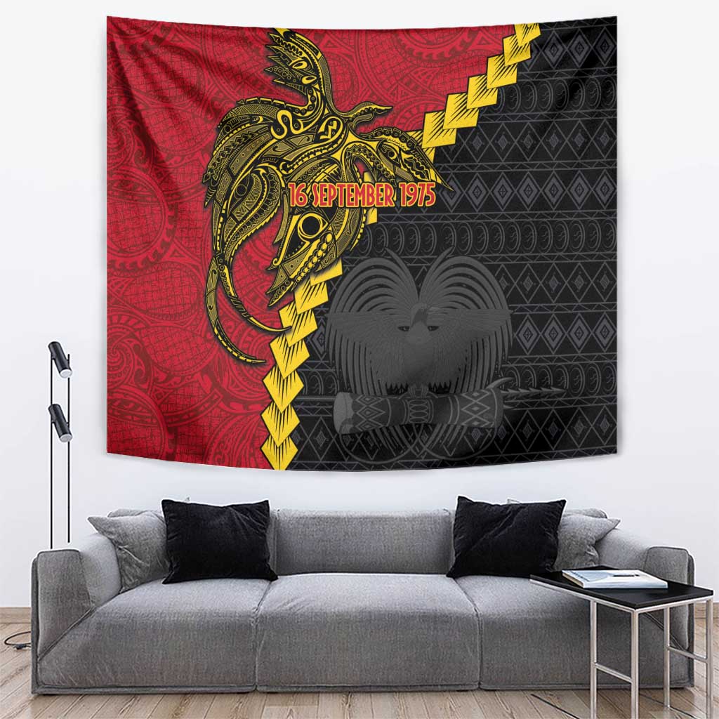 Papua New Guinea Independence Day Tapestry Bird-of-paradise Melanesian Tattoo LT03 Red - Polynesian Pride