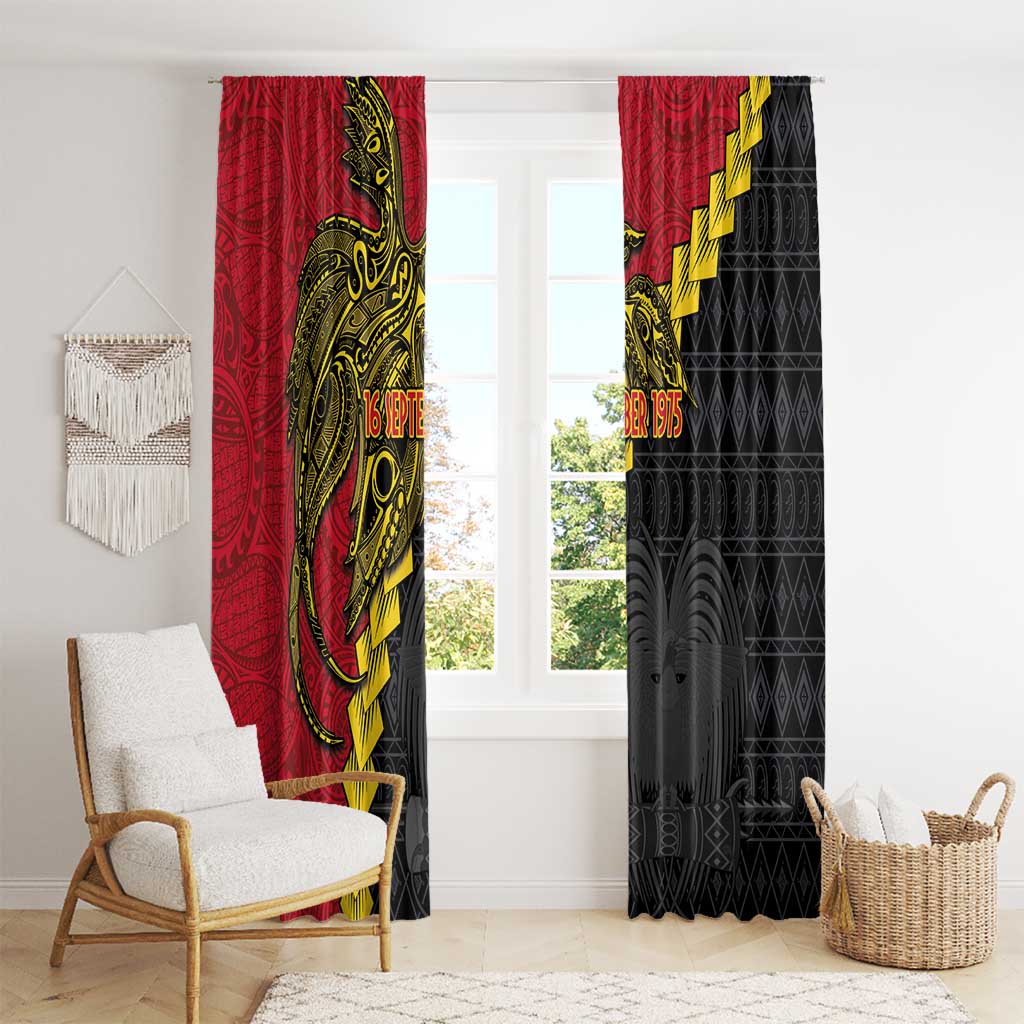Papua New Guinea Independence Day Window Curtain Bird-of-paradise Melanesian Tattoo LT03 - Polynesian Pride