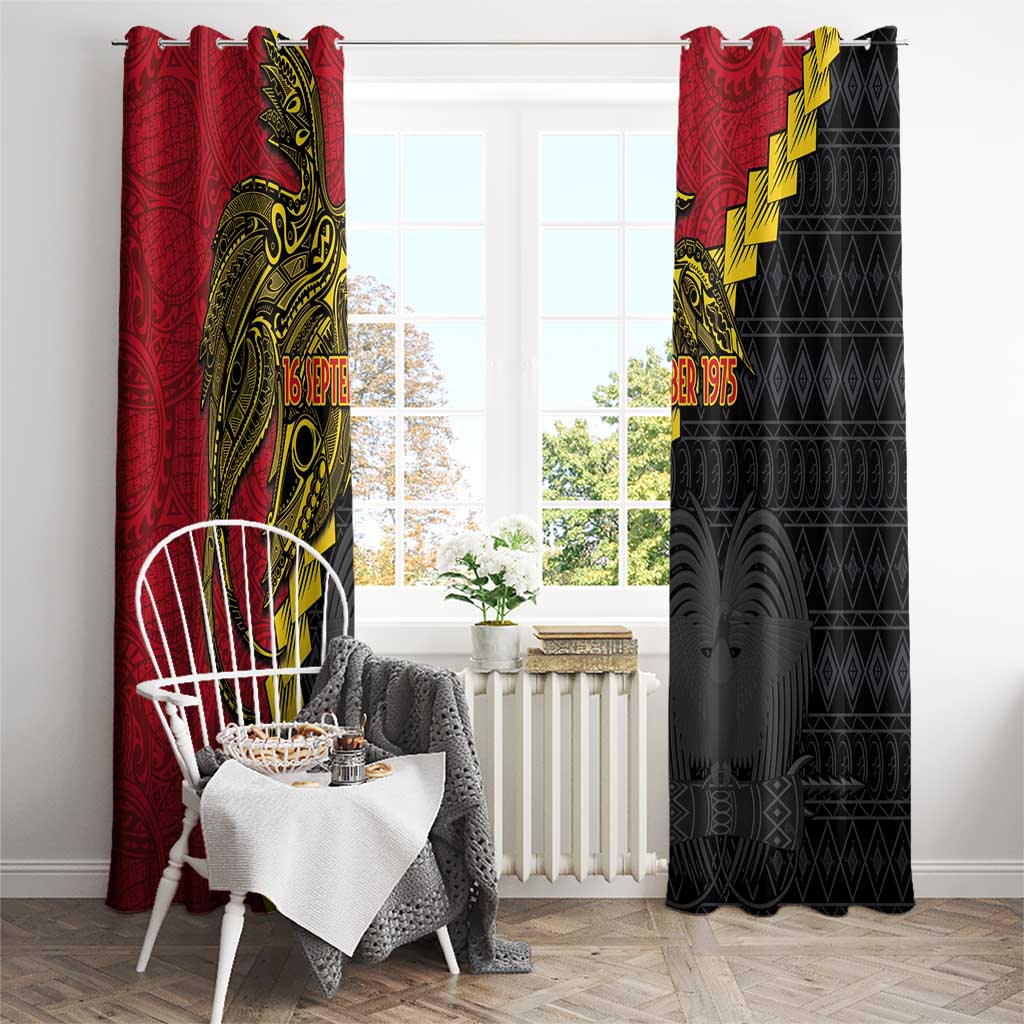 Papua New Guinea Independence Day Window Curtain Bird-of-paradise Melanesian Tattoo LT03 - Polynesian Pride