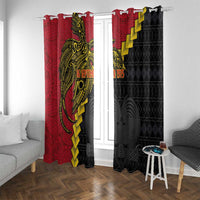 Papua New Guinea Independence Day Window Curtain Bird-of-paradise Melanesian Tattoo LT03 With Grommets Red - Polynesian Pride
