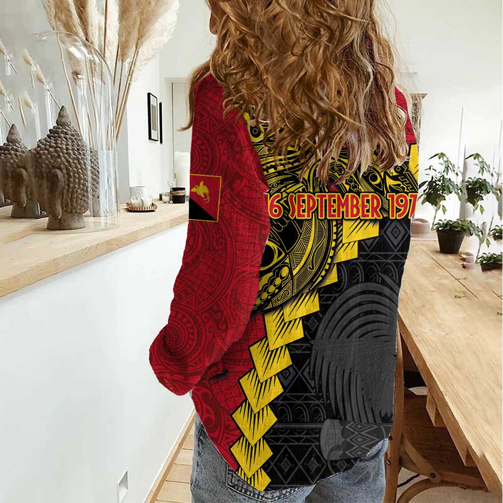 Papua New Guinea Independence Day Women Casual Shirt Bird-of-paradise Melanesian Tattoo LT03 - Polynesian Pride