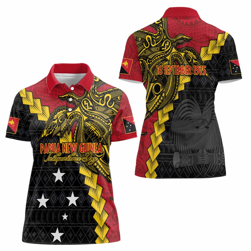 Papua New Guinea Independence Day Women Polo Shirt Bird-of-paradise Melanesian Tattoo