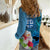 Custom Polynesian Fiji Women Casual Shirt Shark and Hibiscus Tapa Pattern Blue Version LT03 - Polynesian Pride