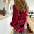 Polynesian Fiji Women Casual Shirt Shark and Hibiscus Tapa Pattern Red Version LT03 - Polynesian Pride