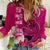 Polynesian Fiji Women Casual Shirt Shark and Hibiscus Tapa Pattern Purple Version LT03 Female Pink - Polynesian Pride