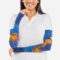 Hawaiian Funny Fruits Sea Animals Arm Sleeves Mango Reef Triggerfish and Pineapple Turtle and Mandarin Jellyfish LT03 - Polynesian Pride